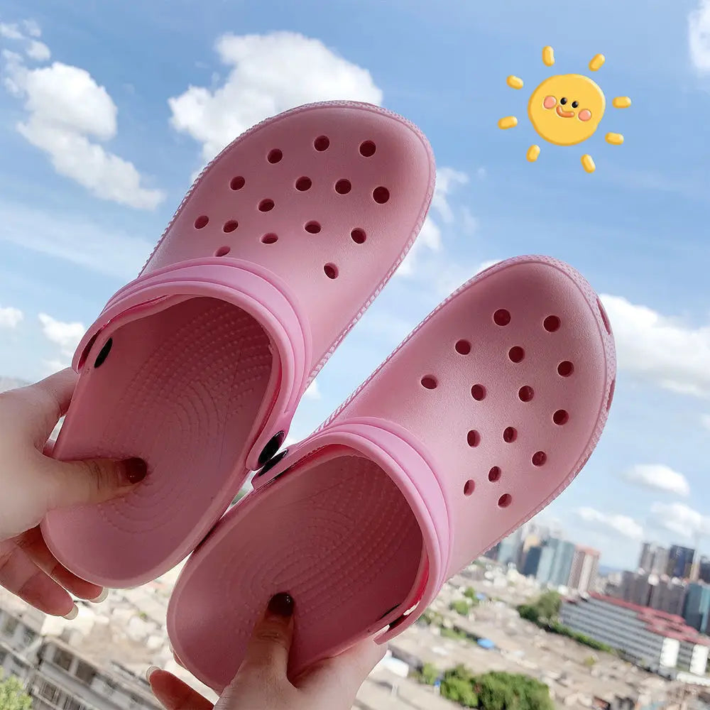 1pc Ins Trendy Thick Bottom Toe Cap Outdoor Non- Nurse for Women Two-way Sandals Summer Beach Hole Shoes