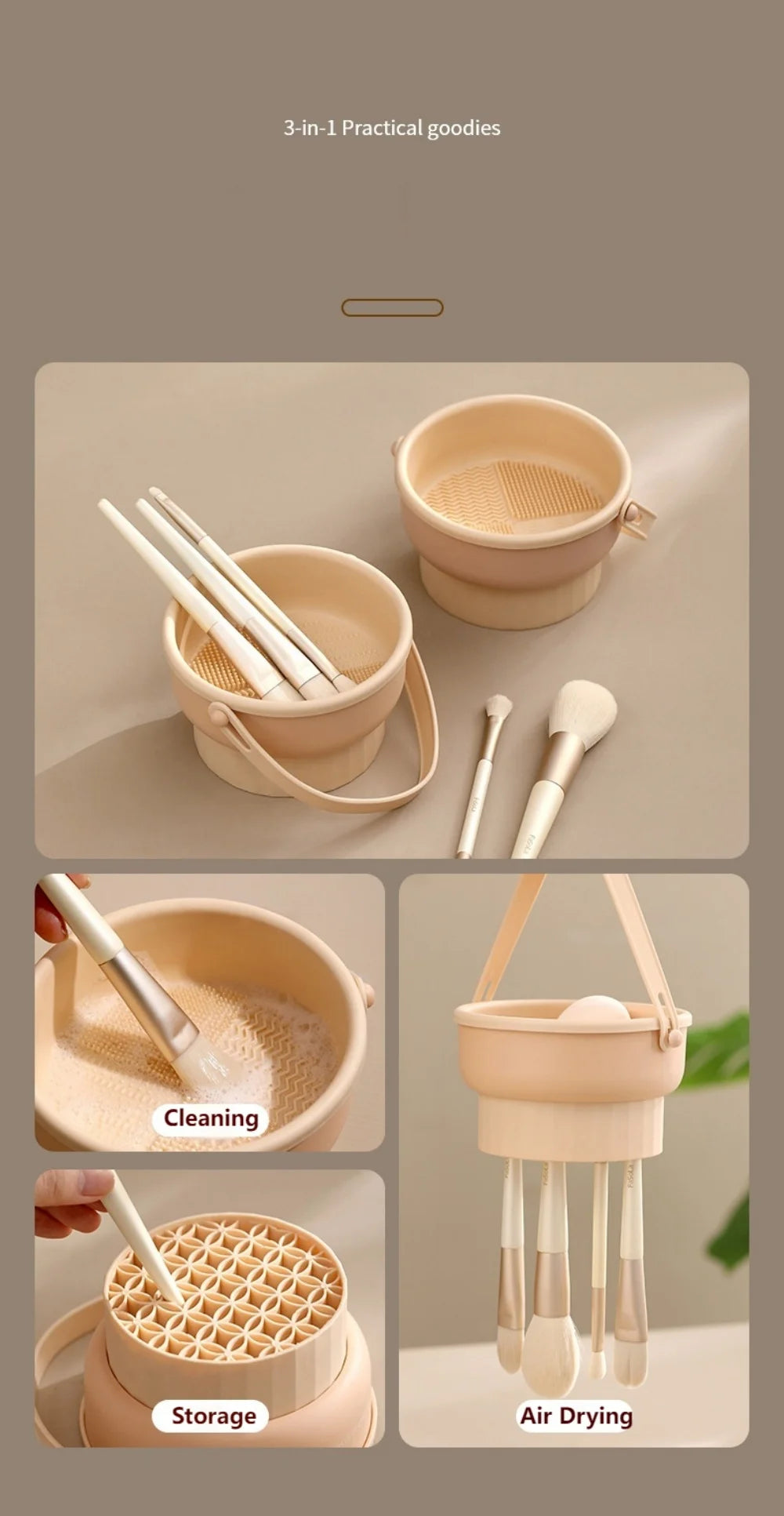 Makeup Brush Cleaner Cleaning And Drying Storage Tray 3-in-1 Silicone Beauty Tool Cleaning Bowl Practical Cleaning Tool