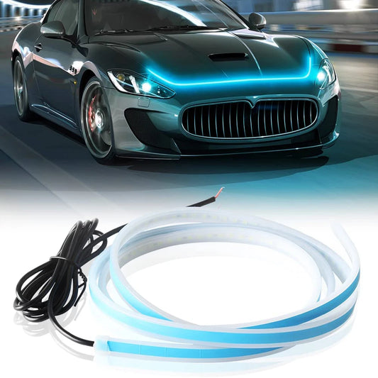 12v 150cm 180cm Flexible LED Car Universal Engine Hood Guide Decorative Light Bar Waterproof DRL LED Strip Daytime Running Light