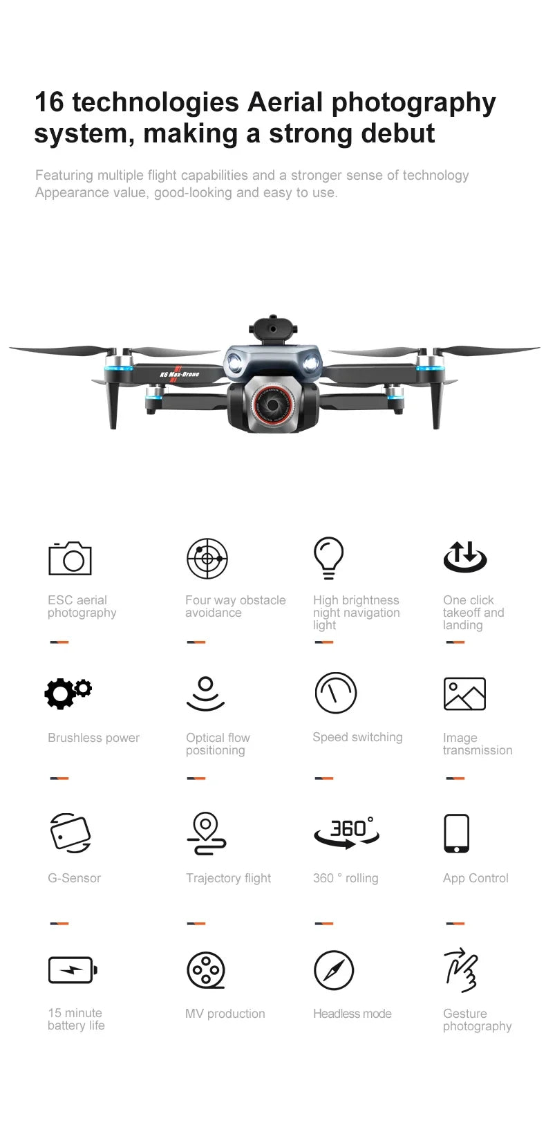 New K6 MAX LCD Screen Drone 8k Profesional HD Camera Brushless Obstacle Avoidance Photography Foldable Quadcopter Toys Gifts
