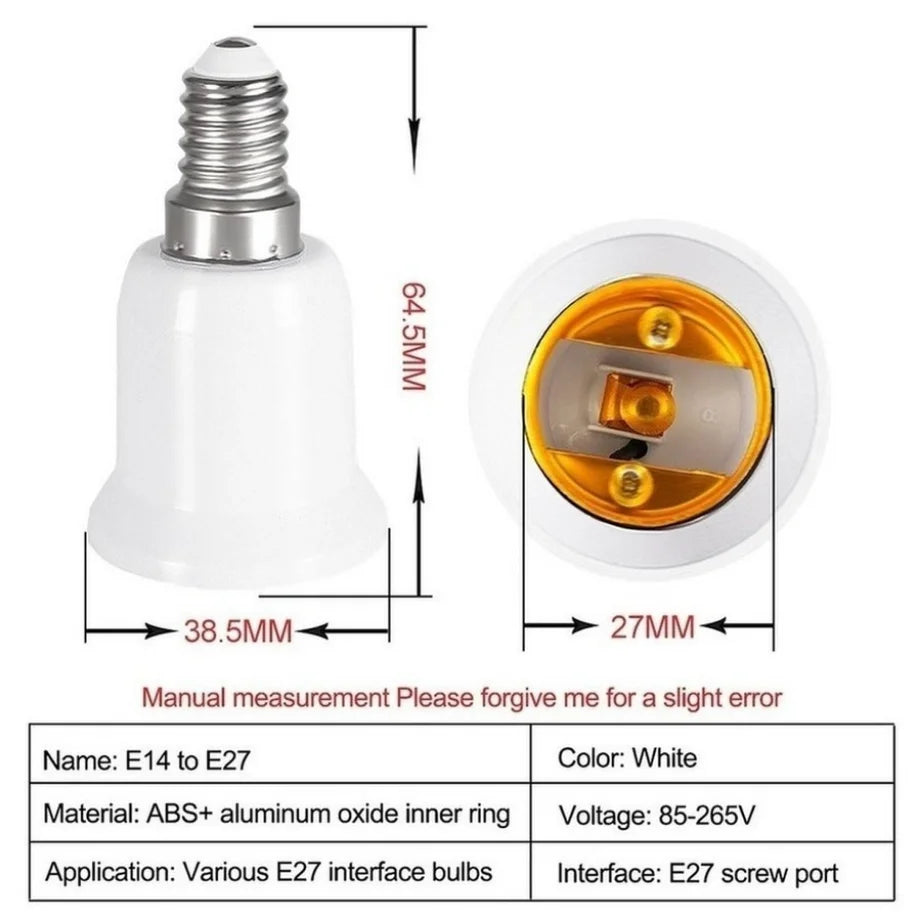 VzzUoo E14 To E27 Adapter Conversion Socket Fireproof Plastic Converter High Quality Material Socket Bulb Adapter Lamp Holder