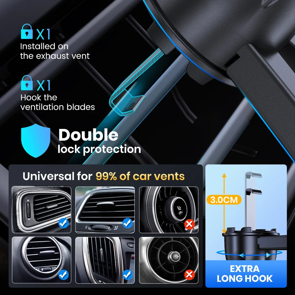 TOPK D36-S Car Phone Holder Mount, [Upgraded Support Function] Metal Hook Cell Phone Holder For Car Air Vent for All Phones