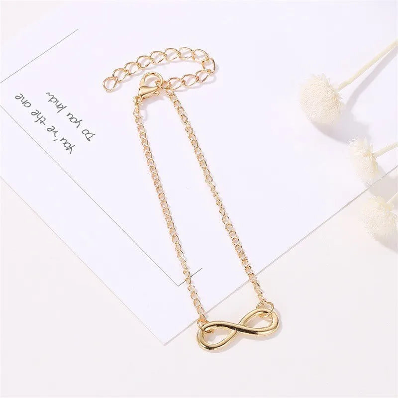 2024 Simple Alloy 8 Words Infinity Braided Adjustable Bracelet Friendship Couple Chain Charm Bracelets for Women Fashion Jewelry