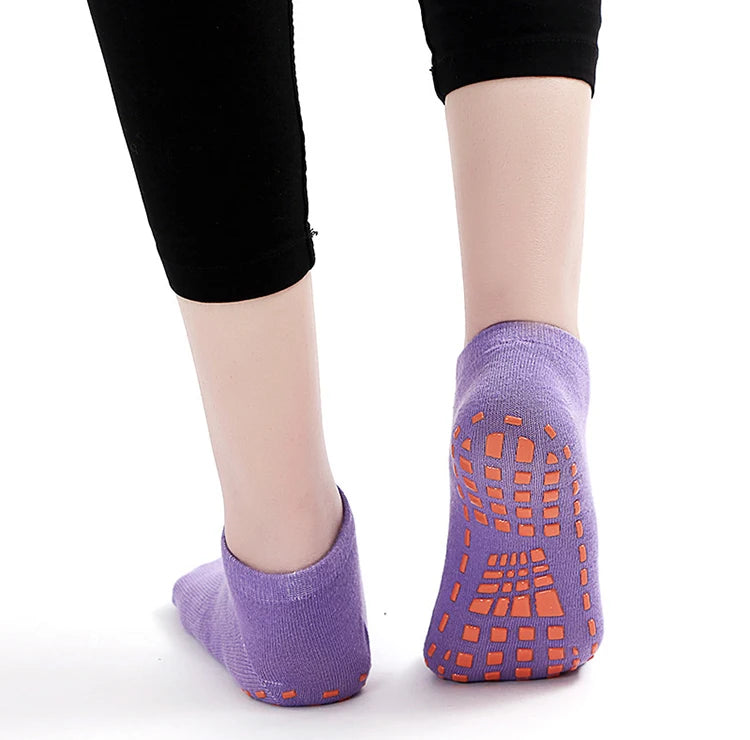 4 Pairs of Pure Cotton Yoga Socks Fitness Pilates Women's Socks Silicone Anti Slip and Wear-Resistant Foot Massage Ankle Socks