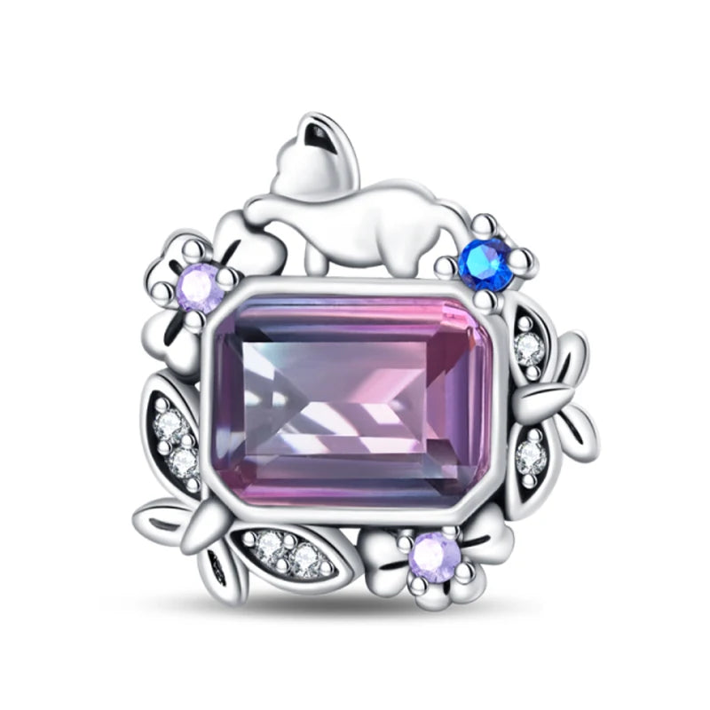 925 Sterling Silver Princess Powder Series Exquisite Daily Bow Sweet Charms Beads Fit Pan Original Bracelets DIY Jewelry