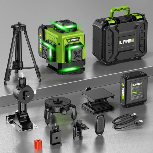LFINE 3D/4D Laser Level 8/12/16 Lines Horizontal And Vertical With Remote Control 8 Lines 360°Self-leveling Laser Levels