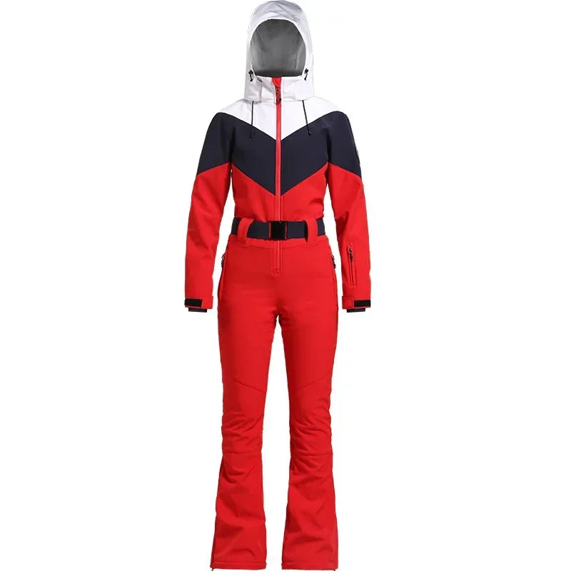 2025 Winter Overalls Women Slim Fitting Ski Suit Outdoor One-Piece Jumpsuits Wind Proof Waterproof Skiing Set Snowfield Clothing