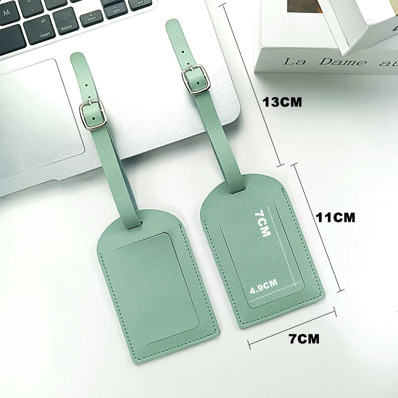 Women Men PU Leather Luggage Tag Suitcase Identifier Label Baggage Boarding Bag Tag Name ID Address Holder Travel Accessorie