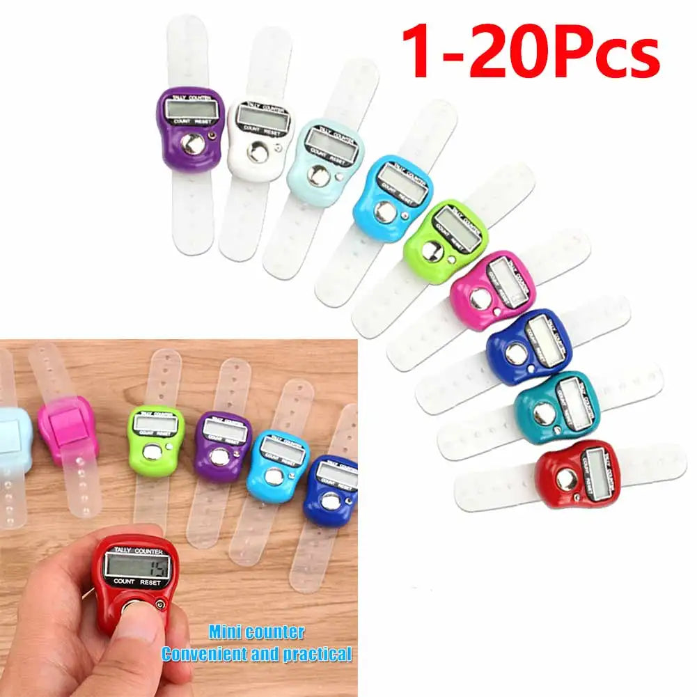 1-20Pcs Electronic Finger Counter Ring 5 Digital LED Electronic Handheld Tally Counter Clicker Counter Ring Color Random
