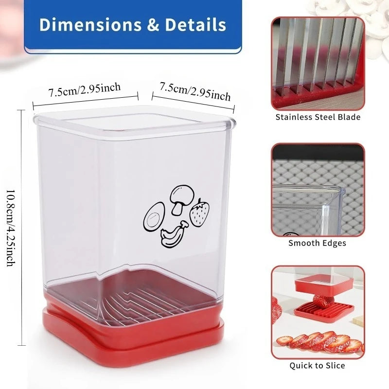 Strawberry Slicer - Fruit Slicer with Container - Pro Soft Food Chopper - Detachable Fruit Cutter Chopp gadget