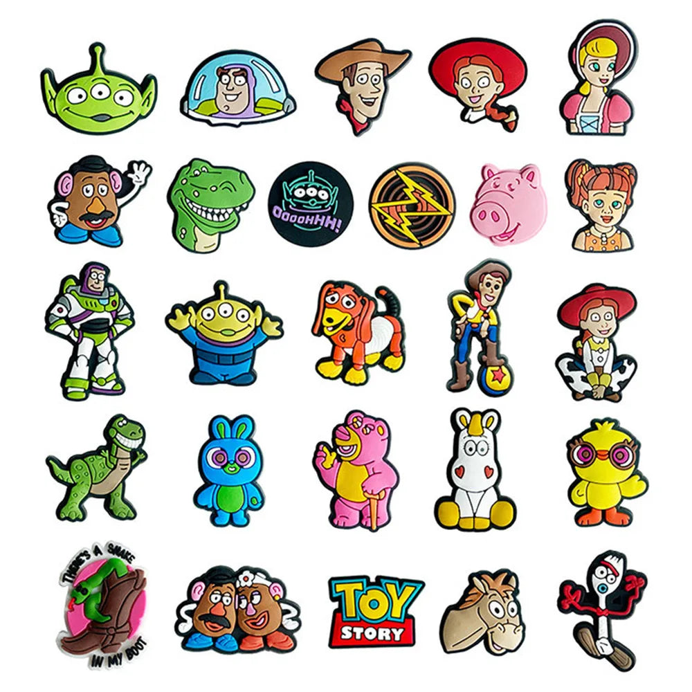 MINISO Disney Series Cute Toy Story Bear PVC Shoe Charms Cartoon DIY Clog Sandals Shoes Accessories Decorate Girl Boy Kids Gifts