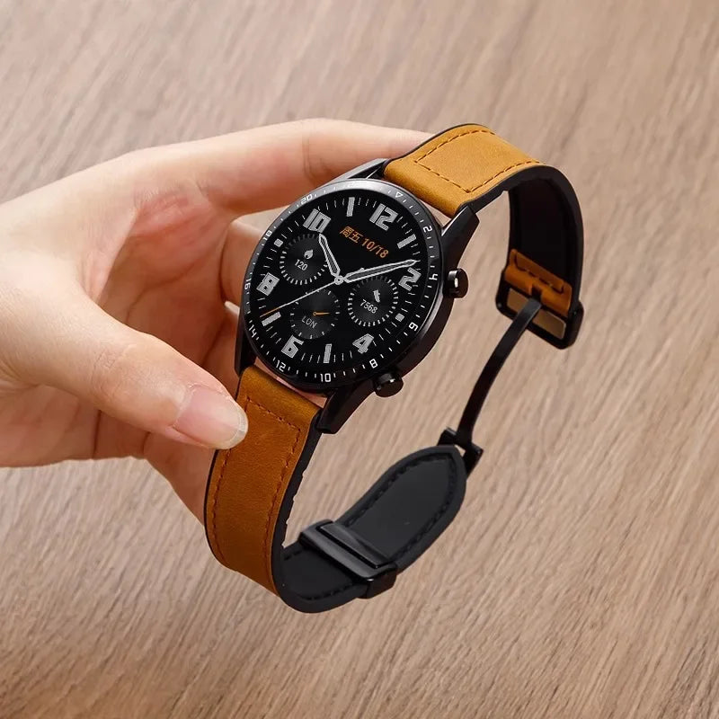 Leather Silicone Strap For Samsung Galaxy Watch 4 5 6 7 40mm/44mm Magnetic Band For Galaxy Watch 4/6 Classic 43 47mm 42 46mm
