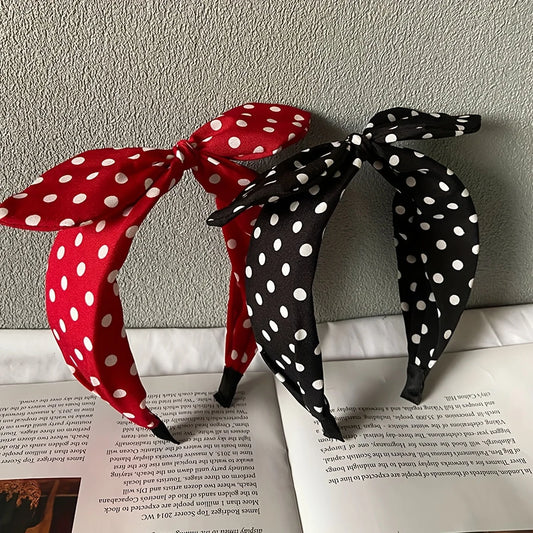 Wave Dot Rabbit Ear Bow fashionable Hair Hoop for Women's Dress up