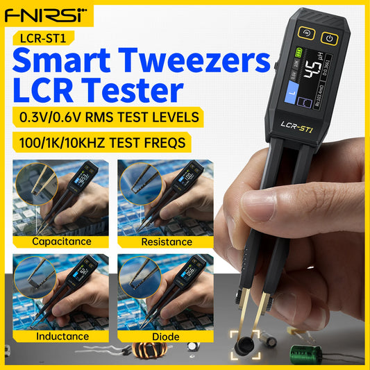 FNIRSI LCR-ST1 Mini Smart Tweezer LCR SMD ESR Tester Resistance Capacitance Inductance Continuity Diode Test Measurement Tools