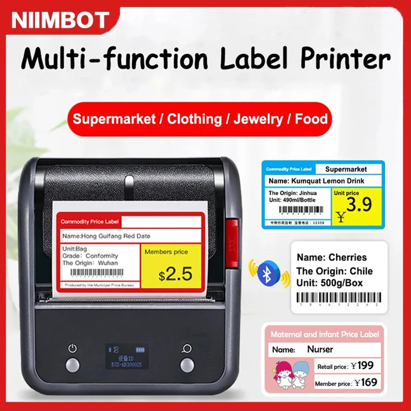 NIIMBOT B3S 75mm Portable Label Printer Inkless Wireless Bluetooth Self-Adhesive Thermal Sticker Maker For Small Business