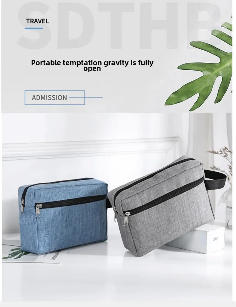 Multifunctional Simple Waterproof Oxford Cloth Cosmetics Bag Thickeneded Double-layer Cosmetic Bag Large Capacity Portable St...