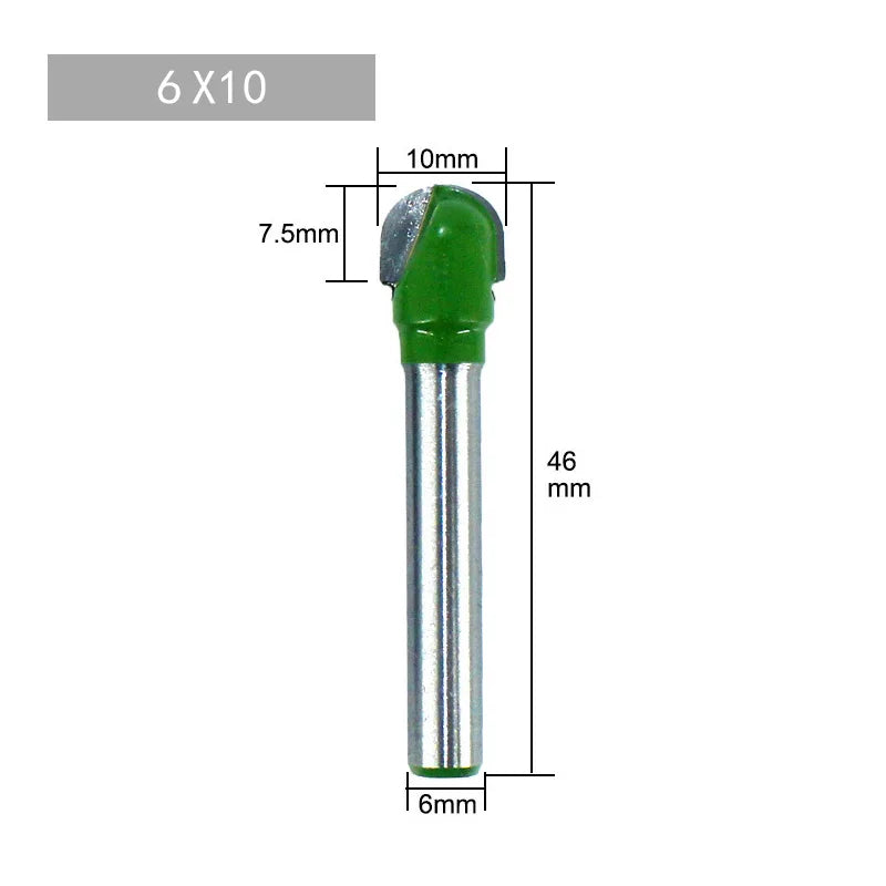 Round Bottom Over Nose Router Bit CNC 6mm Router Bit Set Carbide Ball End Mill 6mm 8mm for Wood Woodworking