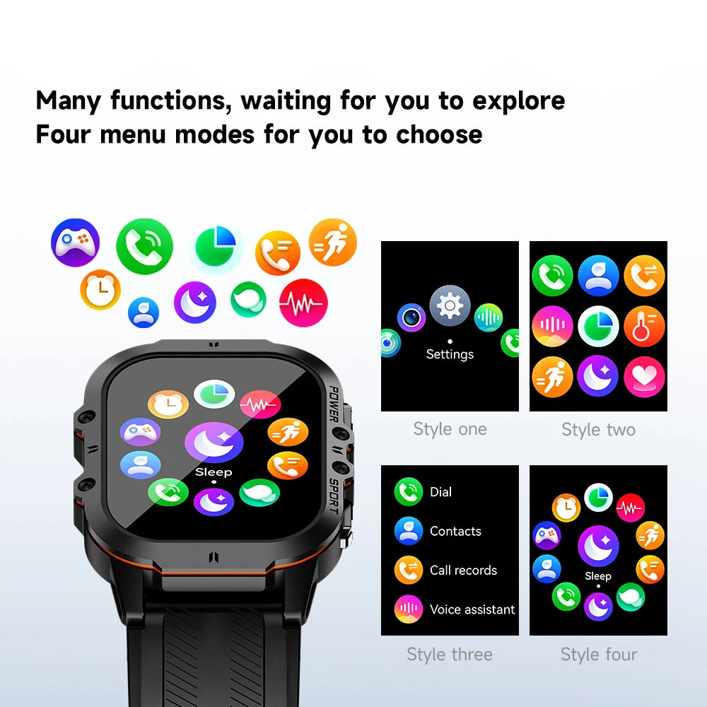 LEMFO New C26 Smart Watch Men AMOLED 1.96 Inch HD Screen Bluetooth Call 100＋ Sports Modes 1ATM Waterproof Outdoor Smartwatch