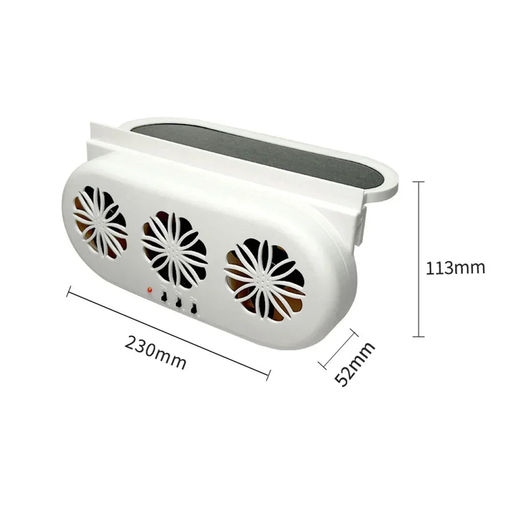 Solar Car Exhaust Fan in-car Air Circulation Cooling 3 USB Rechargeable Ventilation Fan Cooling Smoke Exhaust Fan for Car SUV