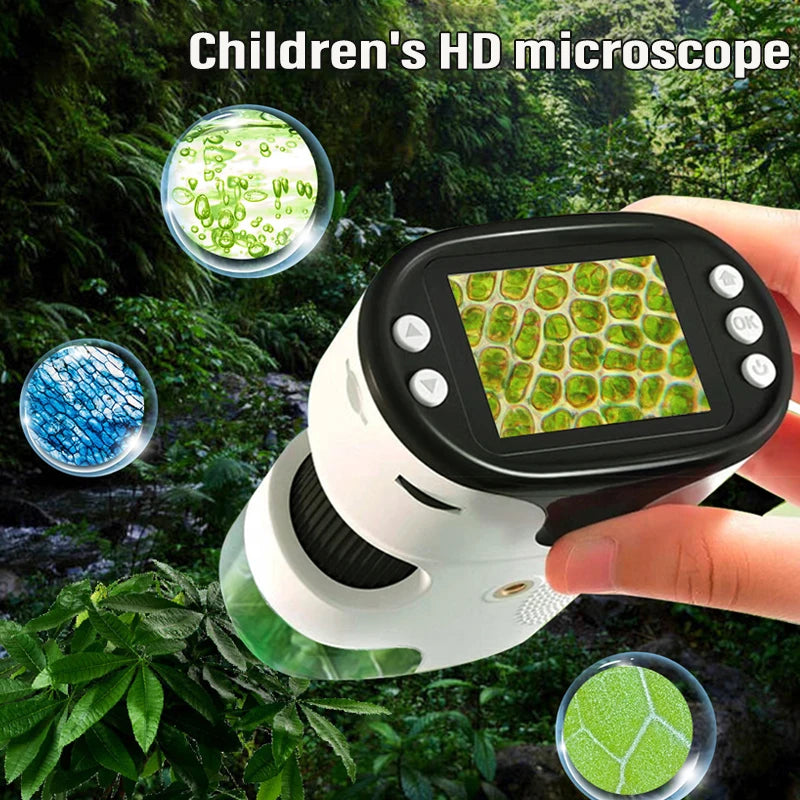 1000X Handheld Microscope for Kids 2Inch Screen Rechargeable Mini Pocket Digital Microscopes Portable Edu Gift Children Students