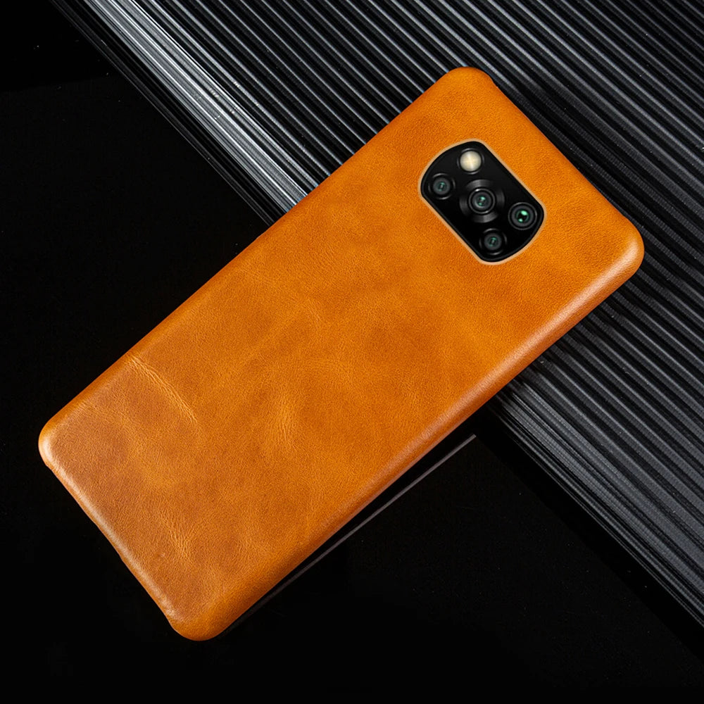 Genuine Leather Phone Case For Xiaomi Poco Series Cover Hand Made Oil Wax Pattern X3 X4 M3 M4 M5 F1 F2 F3 F3GT F4 F4GT C40 C50