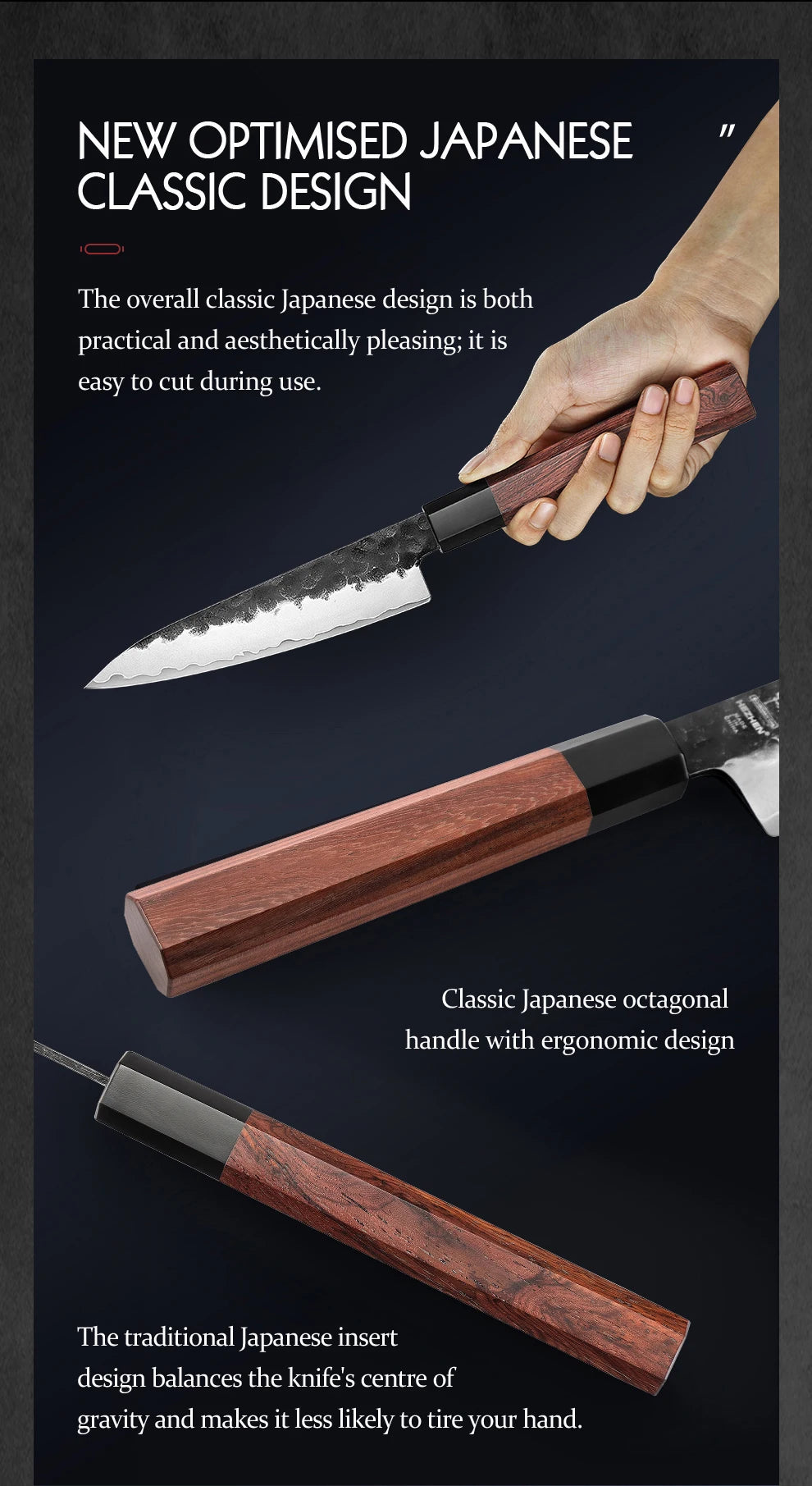 HEZHEN 5.5 Inches Utility Knife Stainless Steel Kitchen Cooking Knives Rosewood Handle With Gift Box Three-layer Composite Steel