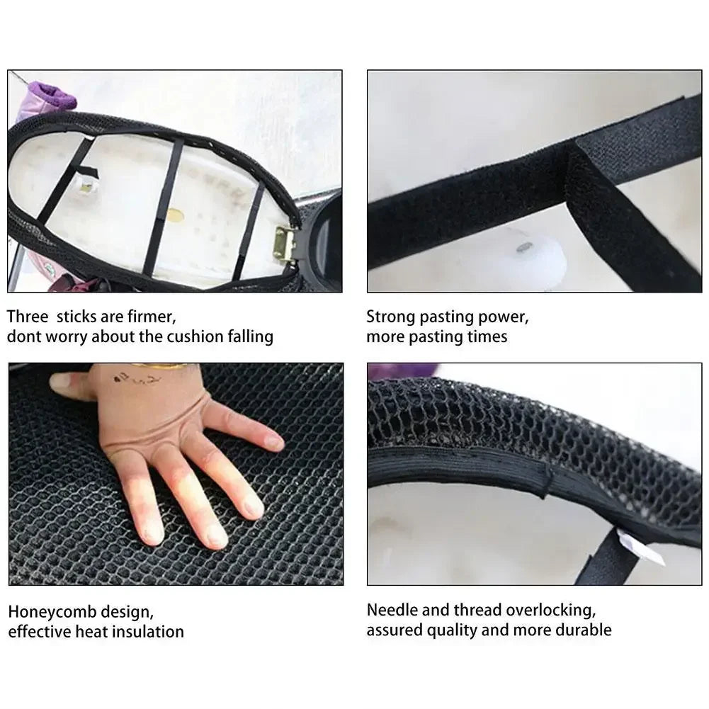 Motorcycle Electric Bike Breathable Seat Cover 3D Mesh Summer Heat Insulation Waterproof Pad Seat Cushion Honeycomb Mesh Cover