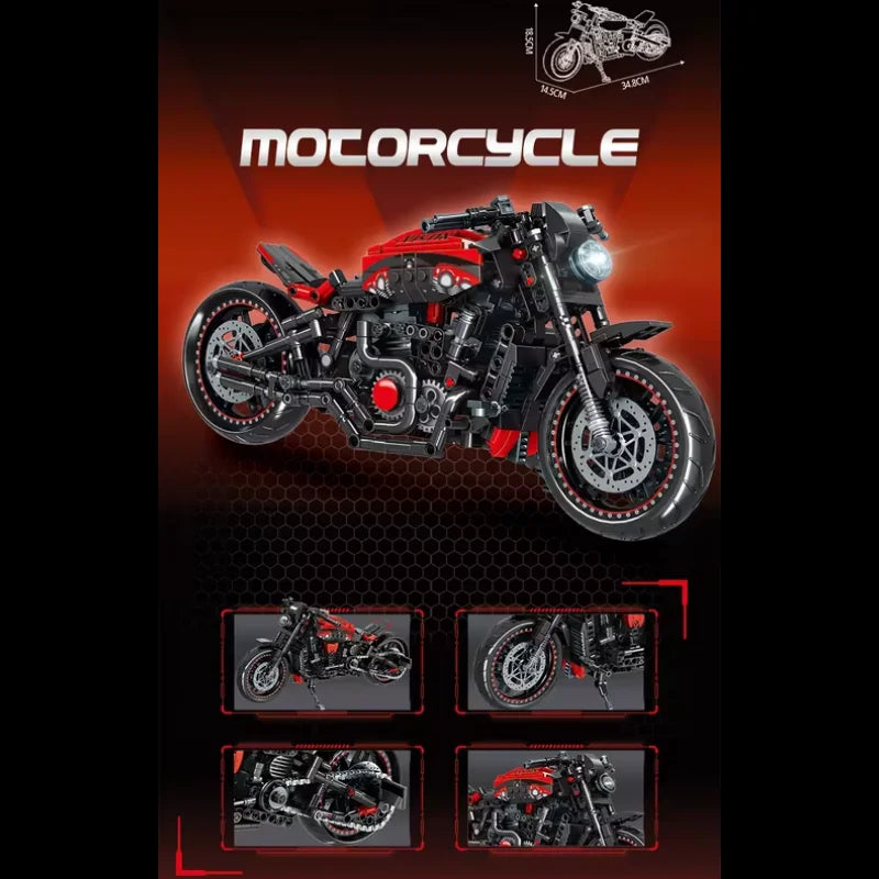 New 800+PCS High-Tech Classic Motorcycle Building Model Block City Racing ModelBuilding Block Set Brick Toys Gifts For Children