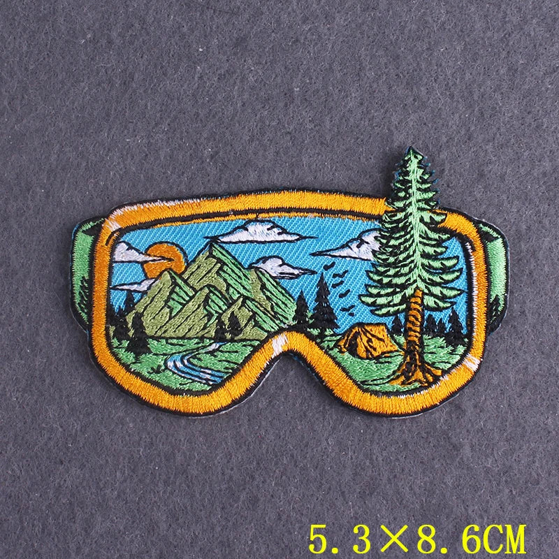 Hiking Adventure Patches For Clothing Stickers DIY Hook Loop Badges Camping Embroidery Patch Iron On Patches On Clothes Stripes