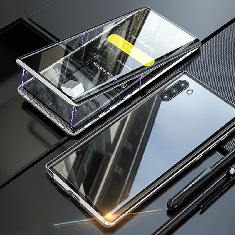 New 360 Protect Magnetic Case For Samsung Galaxy S24 S25 Ultra S23 S22 S21 S20 S23 FE S9 S10 Note 8 9 20 A72 Sided Glass Back