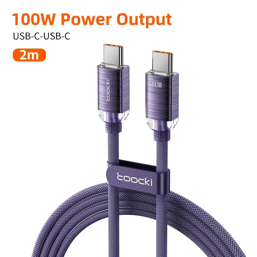 Toocki USB Type C to Type C Cable 100W Fast Charging for iPhone 15 Pro Max MacBook Samsung Galaxy Huawei Xiaomi Oneplus POCO