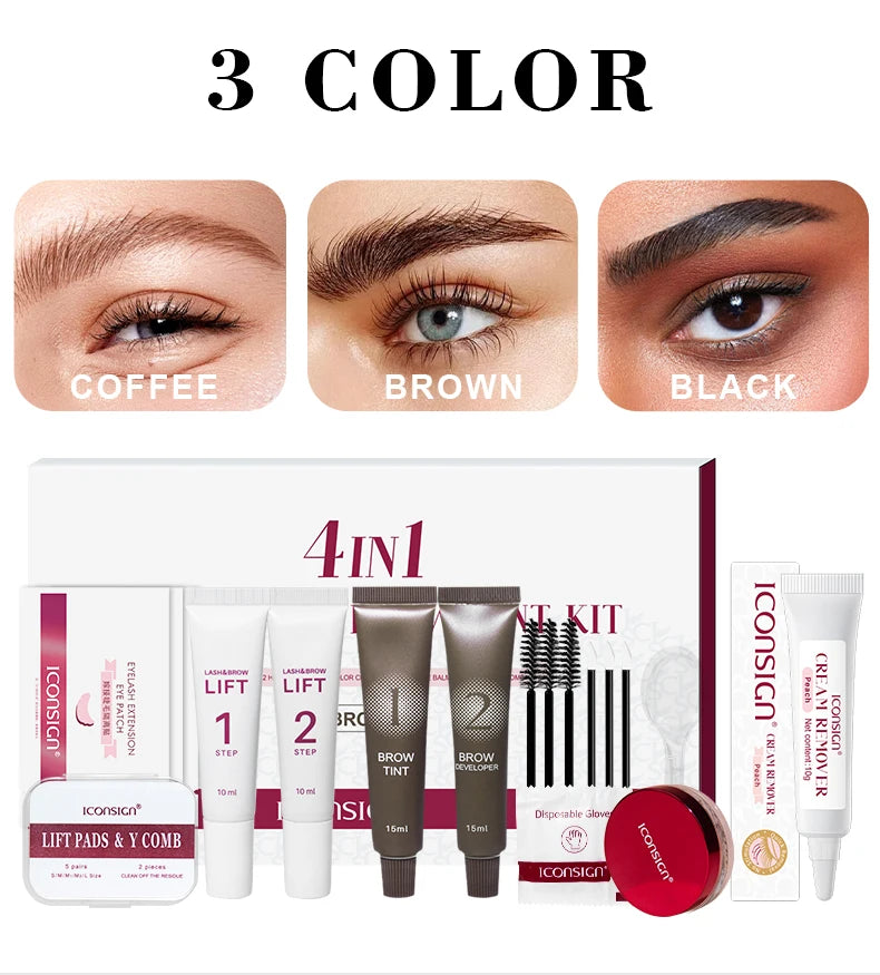Lash Fast Lift And Tint Kit Pro Eyelash Perm Kit Lash Glue Remover Cream 3in1 Lashes Tint Brow Lashes Tint Eyebrow Dye Tint Kit