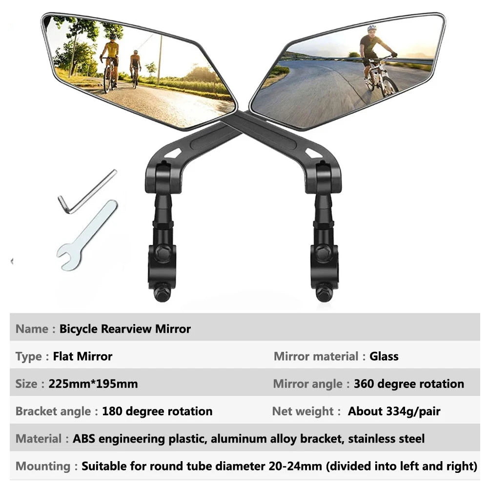 Bicycle Rear View Mirror Bike Handlebar Reflector 360° Rotatable Wide Range Back Sight MTB Mountain Road Riding Safety Rearview