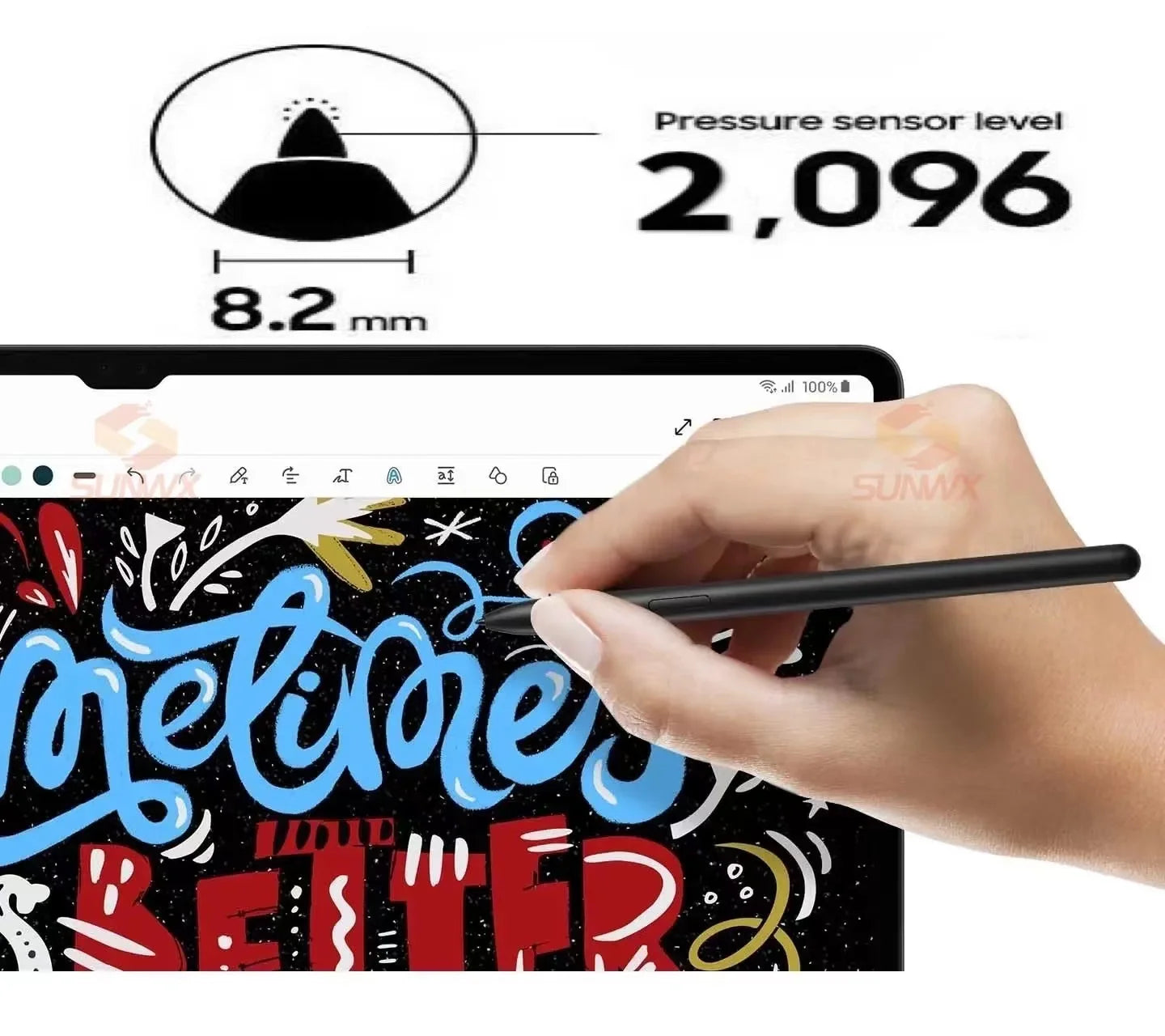 Tablet Stylus Pencil For Samsung Tab S9 FE S9+ S9 Ultra Pen Replacement Pen Stylus Screen Tablet Sensitive Pen No Bluetooth