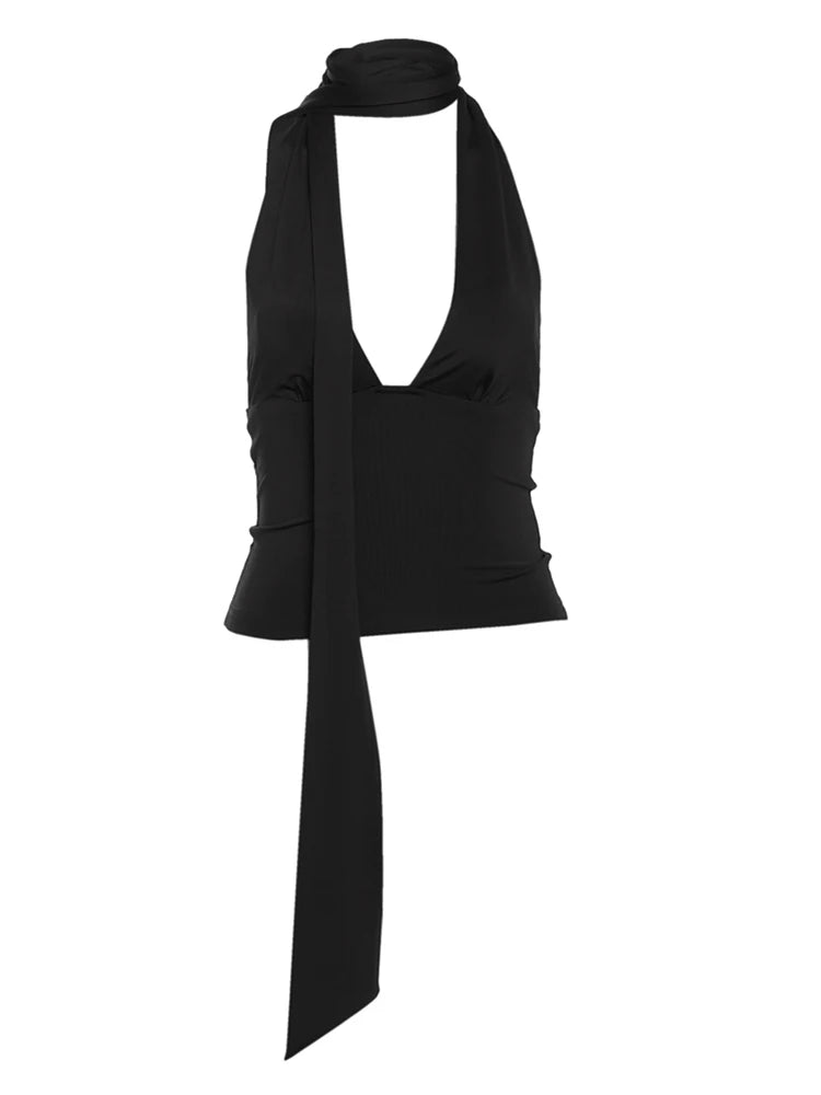 Weird Puss Scarf Tank Tops Women Backless Irregular Summer Trend Hottie Hipster Trend Sexy Wild Classic Streetwear Basic Vest