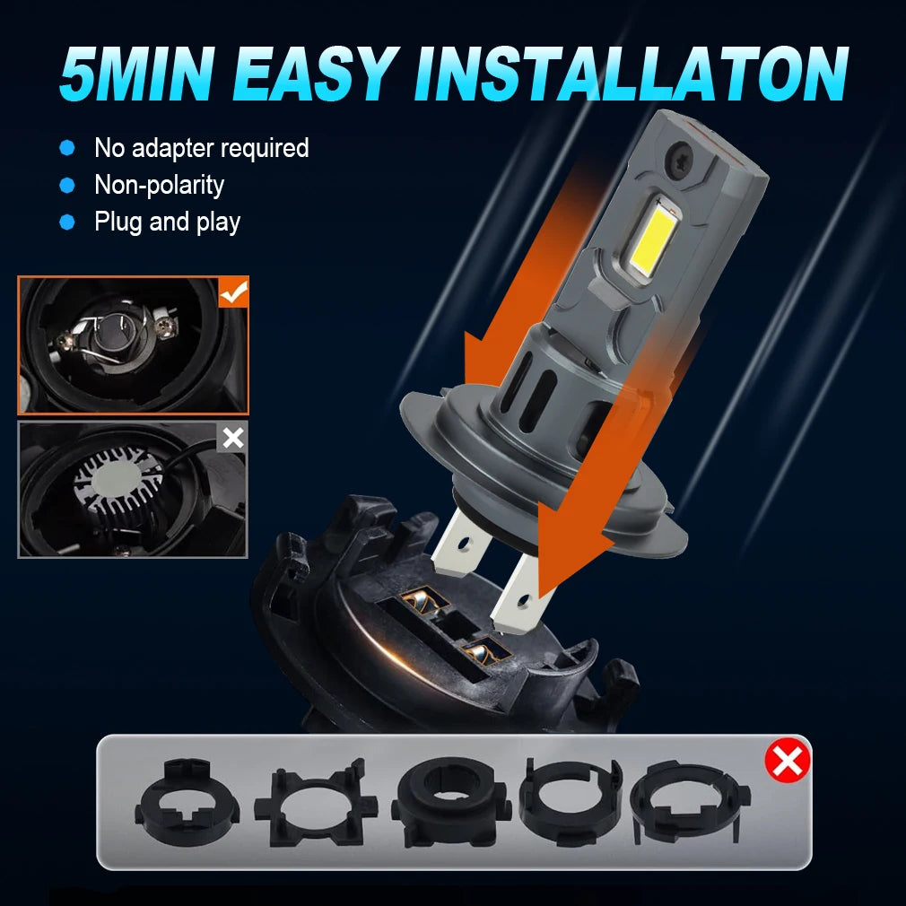 Dream Chaser 20000LM Mini H7 LED Headlight Bulb Wireless 120W CSP for Car Headlamp Auto Diode Lamps H7 Turbo Led 12V 6500K