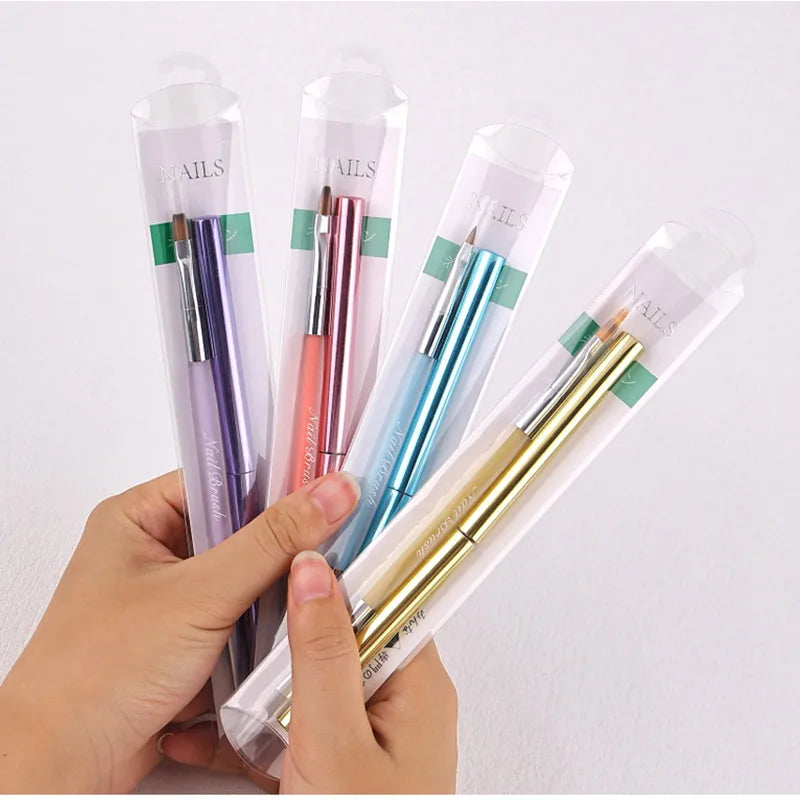 Double Head Crystal Handle Nail Brush Liner Brush Painting Pen Gel Brush Crystal Nail Art Manicure