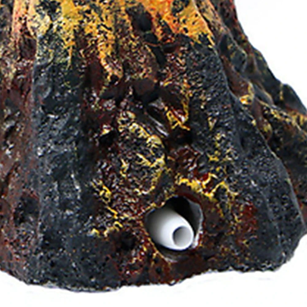 1PC Aquarium Fish Tank Decor Volcano Shape Air Bubble Stone Oxygen Pump Decoration Hiding Fish Cave Resin Ornaments