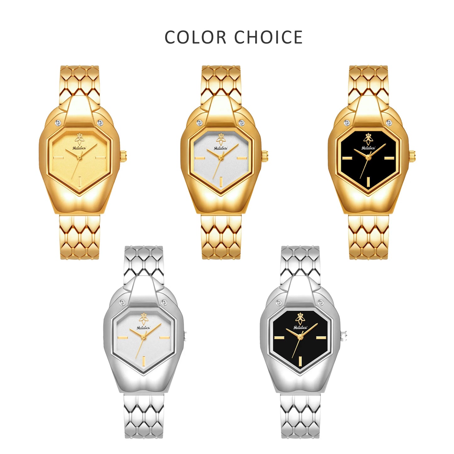 YaLaLuSi 1pc Women's Quartz Watch, Rhinestone, IP Gold Plated, Life Waterproof, Comes with Gift Box and Watch Remover