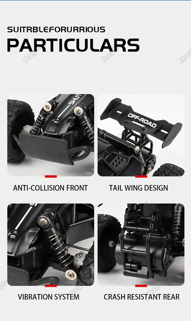 DK087 1:16 2WD Brushless High-Speed Off-Road Remote Control Drift Racing Car 20KM/H with LED Lighting 2x2 RC Truck Car Model Toy