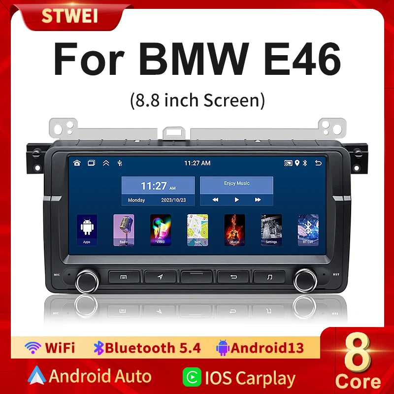 8.8" 2 Din Android 13 Auto Radio Car GPS Navigation Multimedia Player For BMW E46 320i 325i 323i 330i Stereo System Carplay Wifi