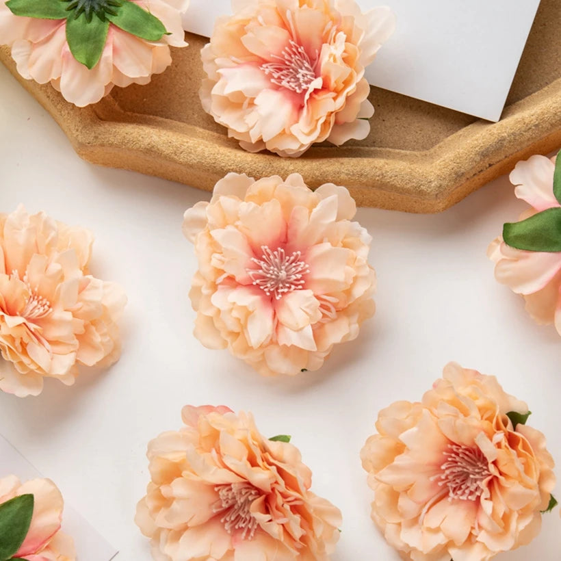 5/10pcs Artificial Flower Silk Peony Scrapbook Diy Home Vase Christmas Wreath Wedding Wall Decoration Garden Arch Accessories