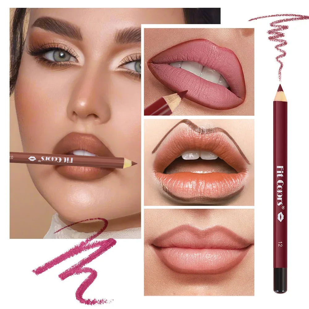 12pcs Velvet Matte Lip Liner Set Waterproof Long Lasting Lipliner Sets Lip Outline Nude Lipstick Pencil