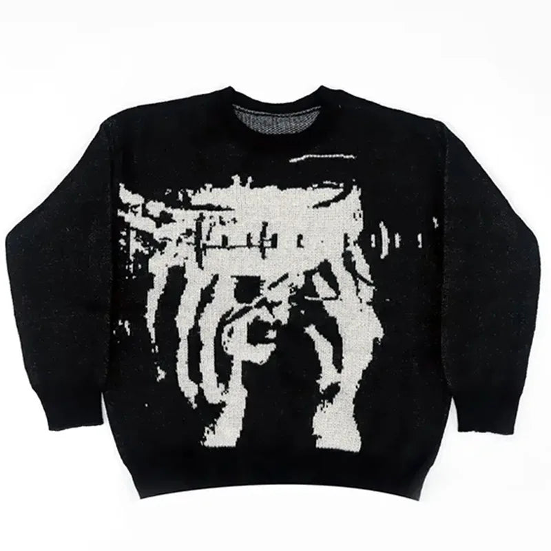 Women's Sweater pullover sweatshirt long sleeve winter vintage print pattern clothes hip hop oversize Anime Knit Sweater EMO