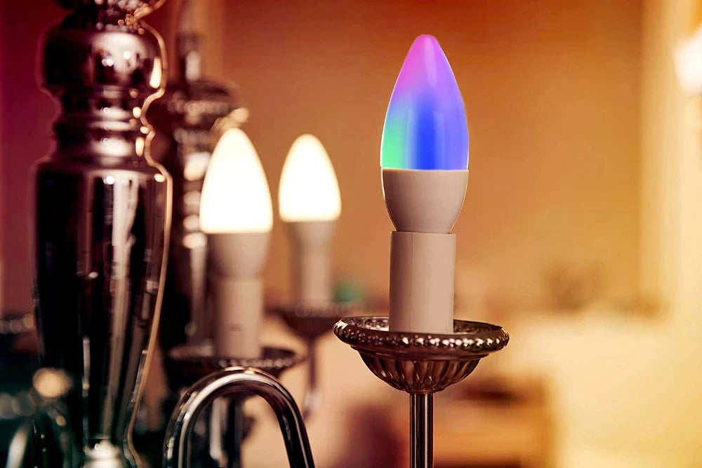 TUYA Smart Light Bulb E14 RGB Bluetooth Candle Crystal Lamp 110V 220V Dimmable Smart Life Group APP Control for Room Home Decor