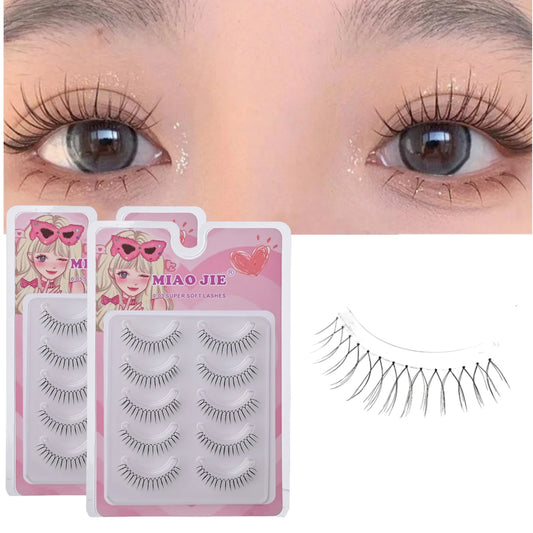 MIAOJIE Korean Fake Eyelashes Kpp Natural Transparent Stem Eyelashes U-shaped Handmade Lashes Beginner Makeup Tools A Type