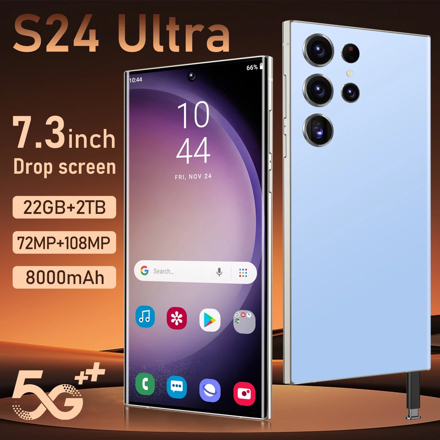 S24 Ultra Mobile Phones 7.3 HD Screen SmartPhone Original 22GB+2TB 4G 5G Dual Sim Celulares Android Unlocked 8000mAh Cell Phone