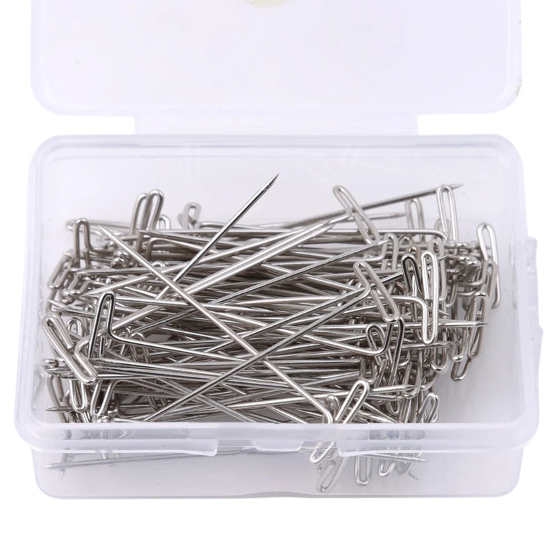 50/100Pcs 27/32/38/45/50MM T Pin Needles Wig Making T Pins for Blocking Knitting Assorted Sizes T-Pins Stainless Steel