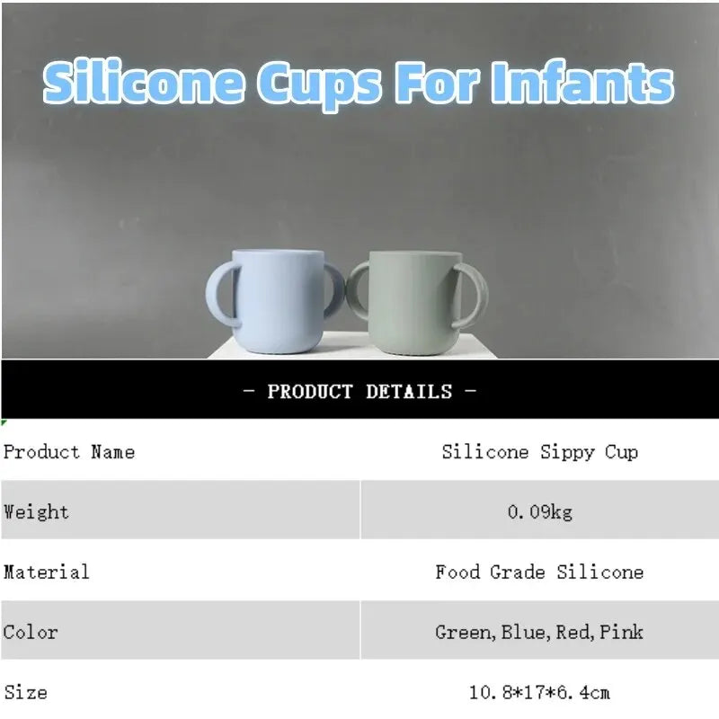 Silicone Cups For Infants And Young Children, Learning And Drinking Water Cups, Double Ear Cups, Endurance Training Cups