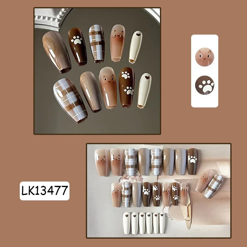 24Pcs/Set Yellow Lemon French Handmade Fake Nails Full Coverage Design Stick Wearing False Nails Artificial Press on Nail Tips